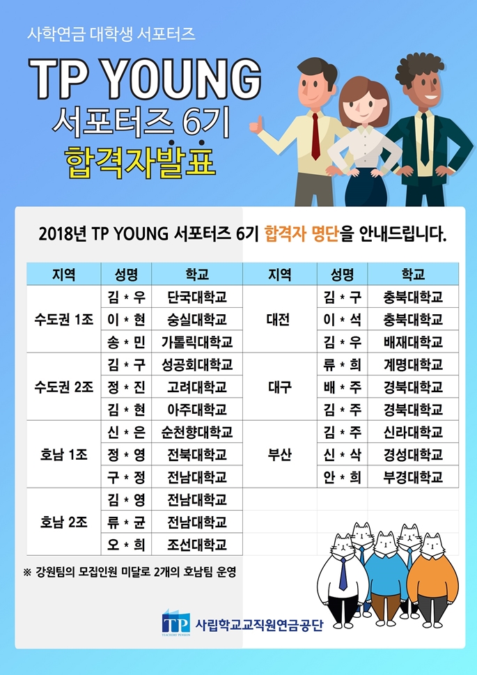 2018년 TP YOUNG 서포터즈 6기 합격자 발표