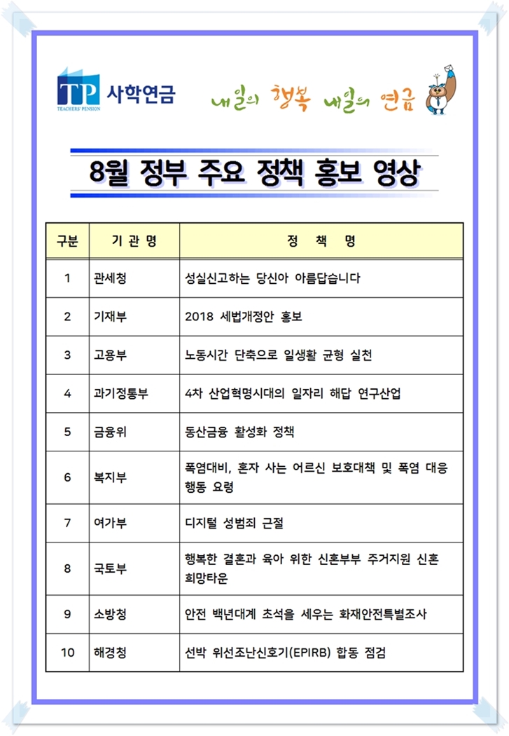 2018년 8월 정부 주요 정책 홍보 영상