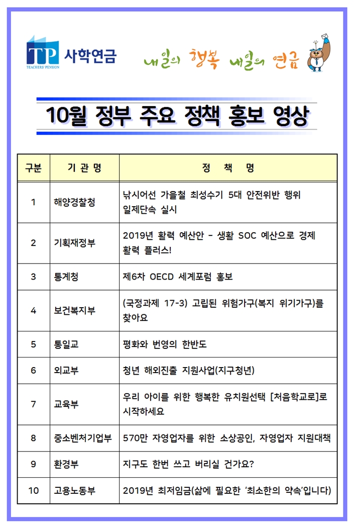 2018년 10월 정부 주요 정책 홍보 영상